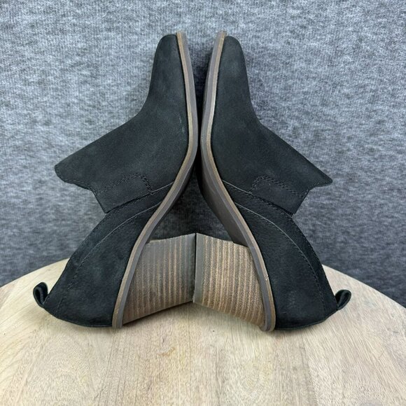 Lucky Brand Womens Black Suede Ankle Booties Size 6.5 / 37 With Stacked Heel - Picture 5 of 8
